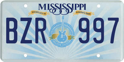 MS license plate BZR997