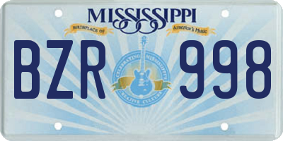 MS license plate BZR998