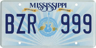 MS license plate BZR999