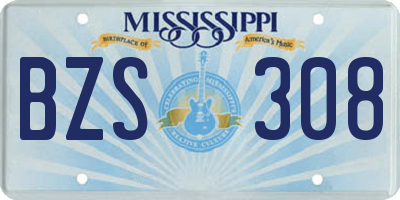 MS license plate BZS308