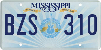 MS license plate BZS310