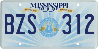 MS license plate BZS312