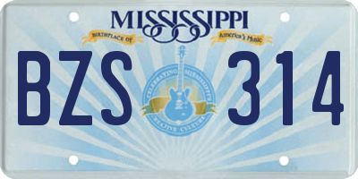 MS license plate BZS314