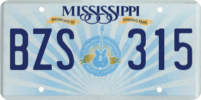 MS license plate BZS315