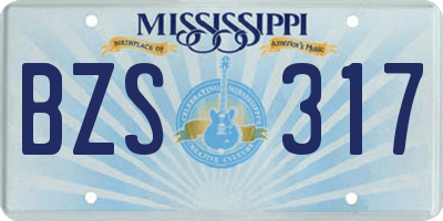 MS license plate BZS317