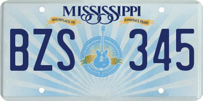 MS license plate BZS345