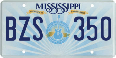 MS license plate BZS350