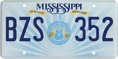 MS license plate BZS352