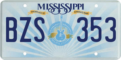 MS license plate BZS353