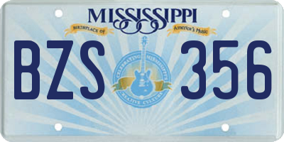 MS license plate BZS356