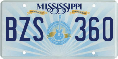 MS license plate BZS360