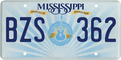 MS license plate BZS362