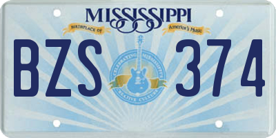 MS license plate BZS374