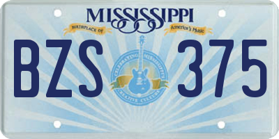 MS license plate BZS375