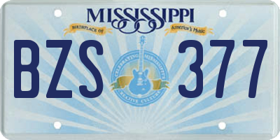 MS license plate BZS377