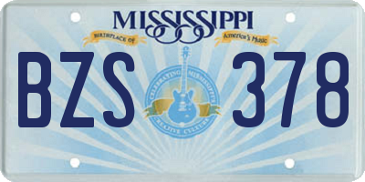 MS license plate BZS378
