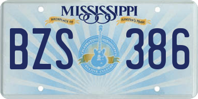 MS license plate BZS386