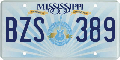 MS license plate BZS389