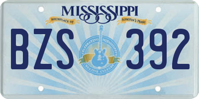 MS license plate BZS392