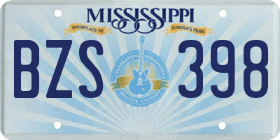 MS license plate BZS398