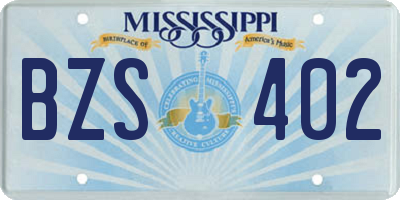 MS license plate BZS402