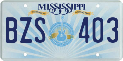 MS license plate BZS403