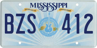 MS license plate BZS412