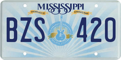 MS license plate BZS420