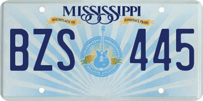 MS license plate BZS445