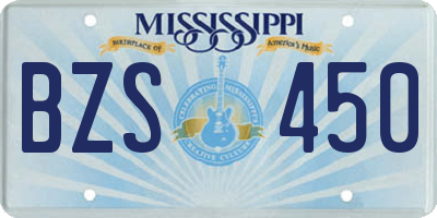 MS license plate BZS450