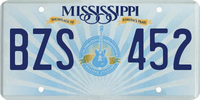 MS license plate BZS452