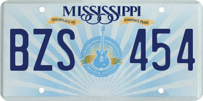 MS license plate BZS454
