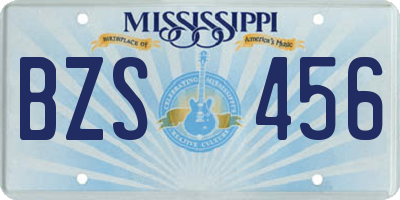 MS license plate BZS456