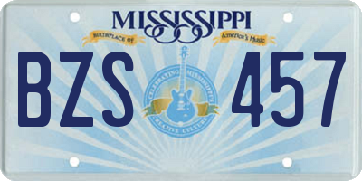 MS license plate BZS457