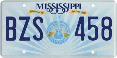MS license plate BZS458