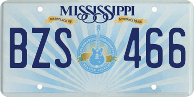 MS license plate BZS466