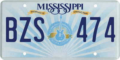 MS license plate BZS474