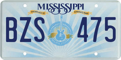 MS license plate BZS475