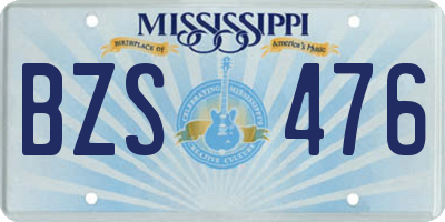 MS license plate BZS476