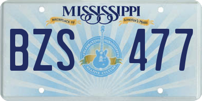 MS license plate BZS477