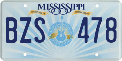 MS license plate BZS478