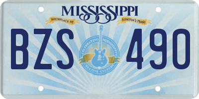 MS license plate BZS490