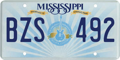 MS license plate BZS492