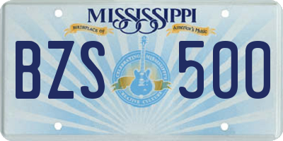 MS license plate BZS500