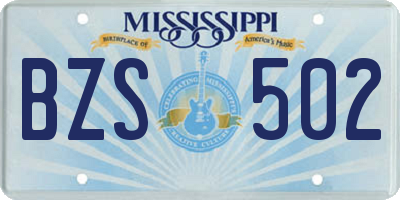 MS license plate BZS502