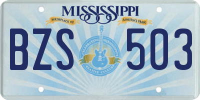 MS license plate BZS503