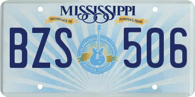 MS license plate BZS506