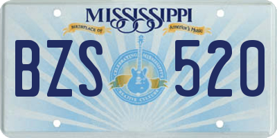 MS license plate BZS520