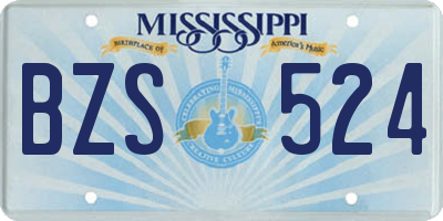 MS license plate BZS524