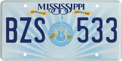 MS license plate BZS533